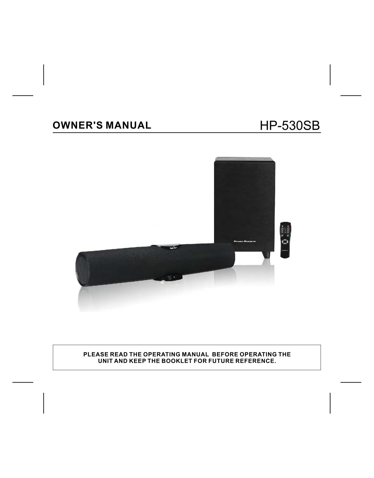 Power Acoustik HP-530SB Instruction Manual