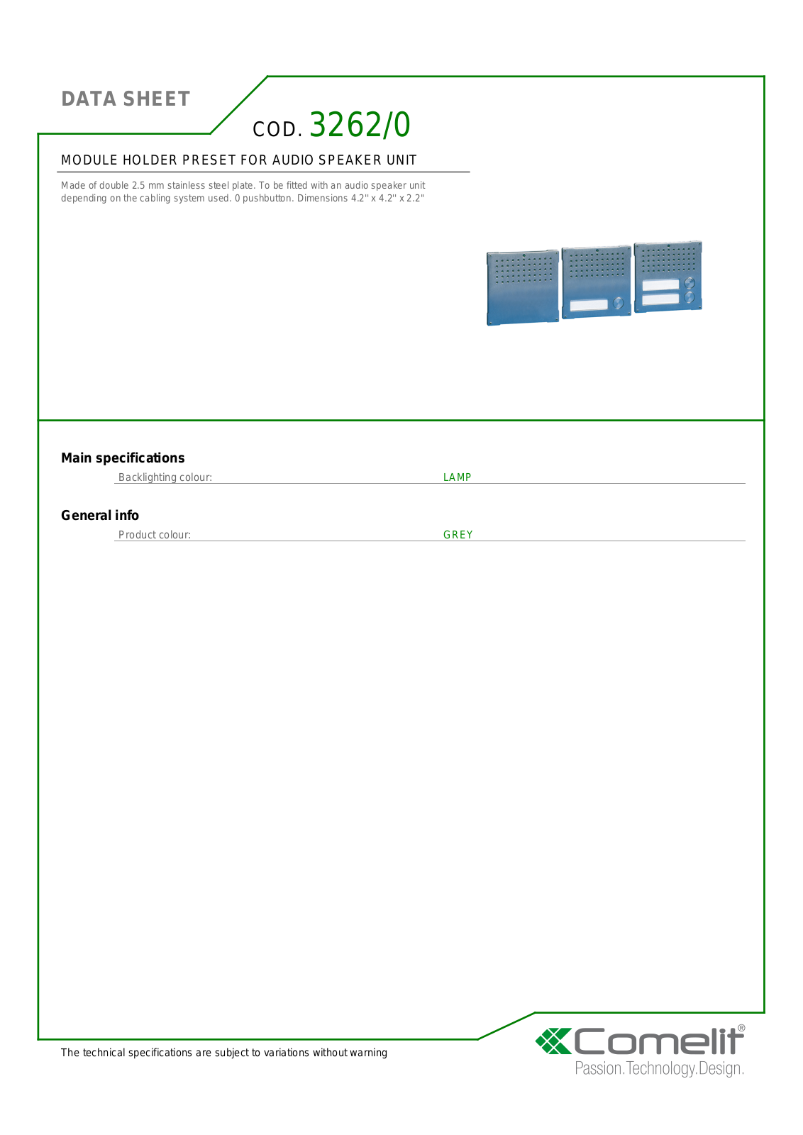 Comelit 3248-4-R Specsheet