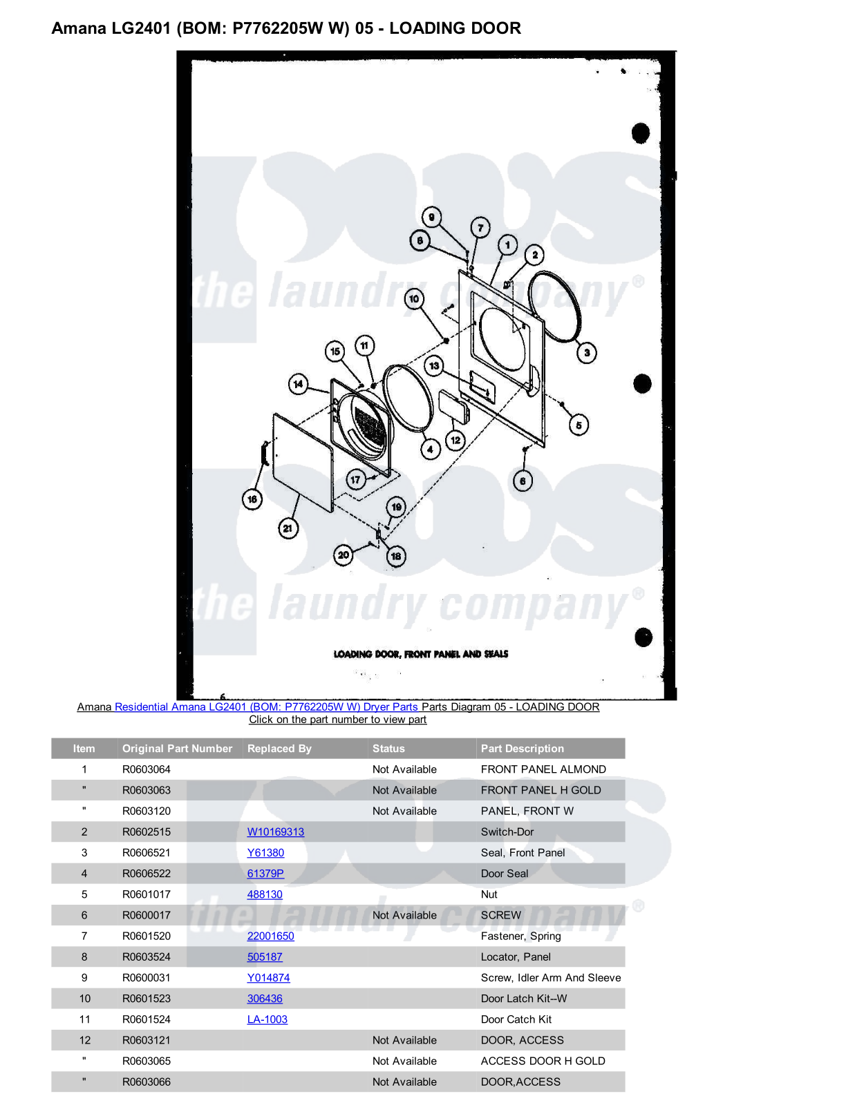 Amana LG2401 Parts Diagram