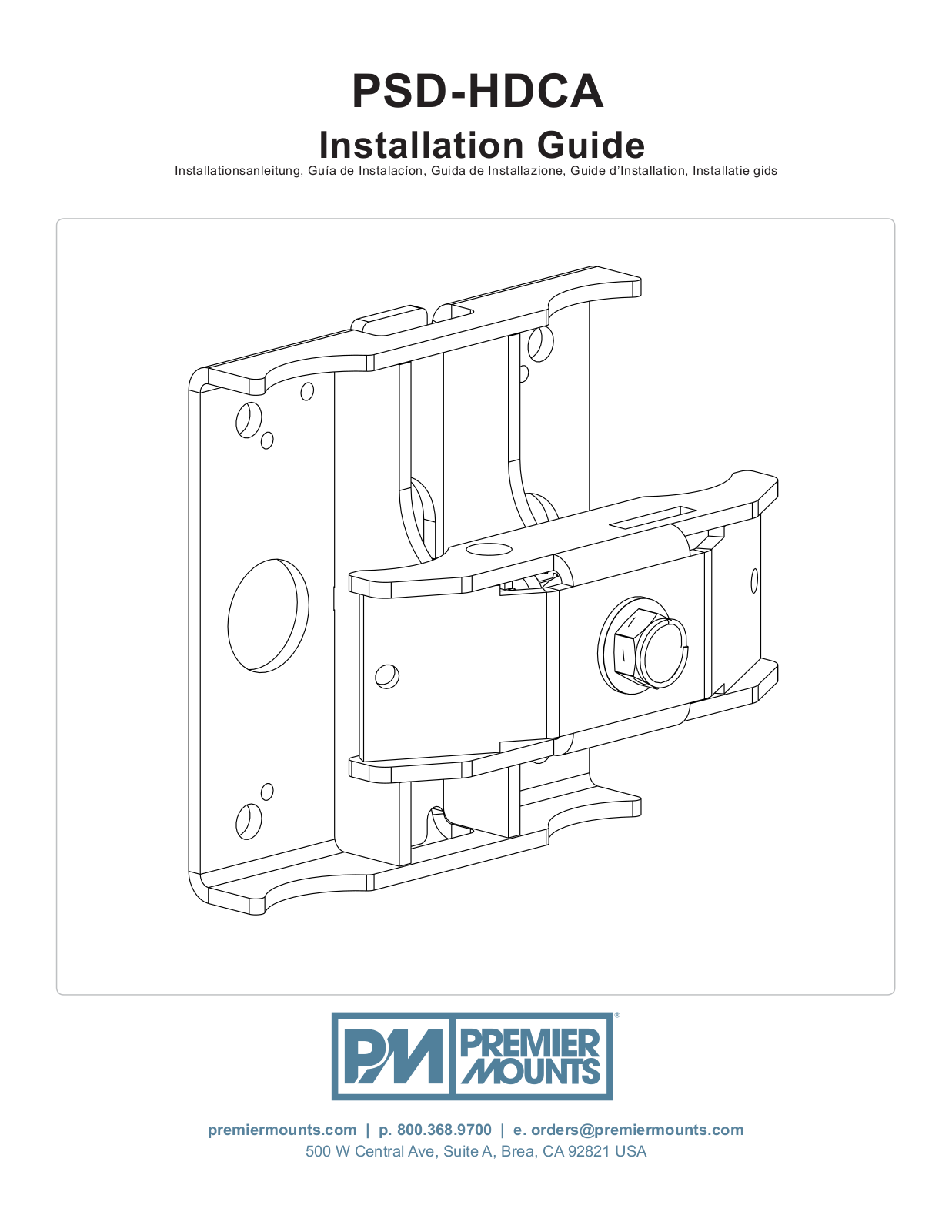 Premier Mounts PSD-HDCA Users Guide - ManualMachine.com