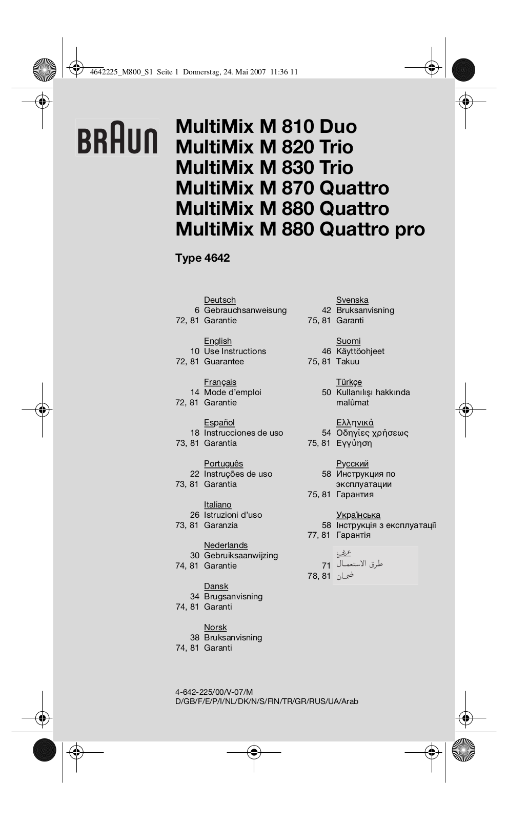 Braun M880 User Manual