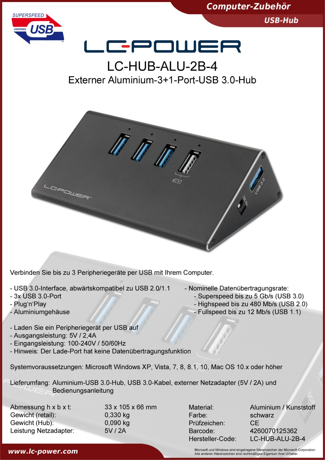 LC-Power LC-HUB-ALU-2B-4 User Manual