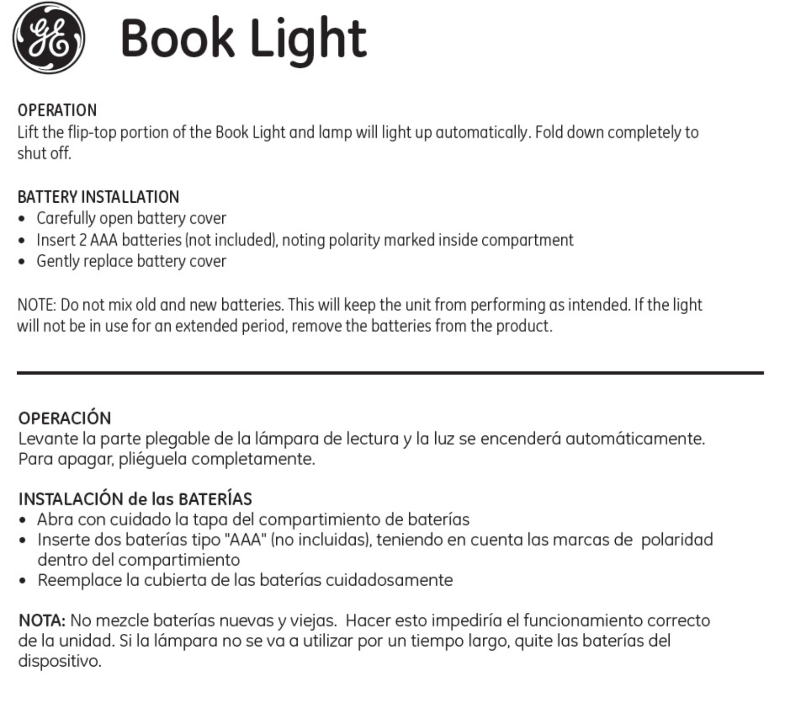 GE 46225 Quick Start Manual