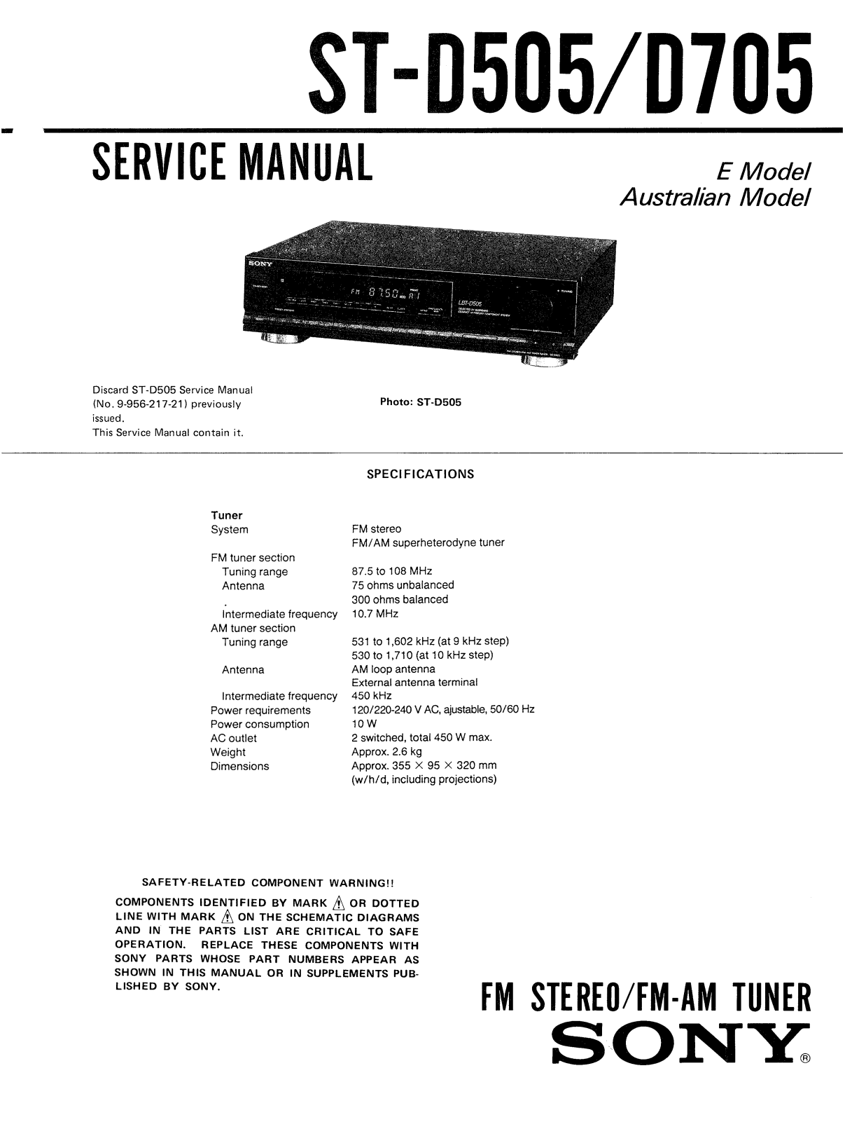 Sony STD-705 Service manual