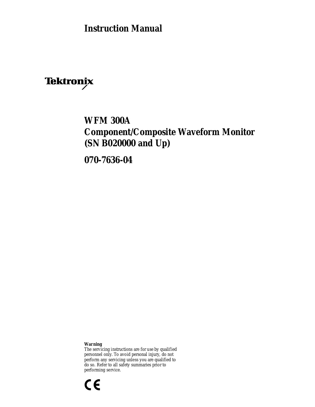 Tektronix WFM 300A User Manual