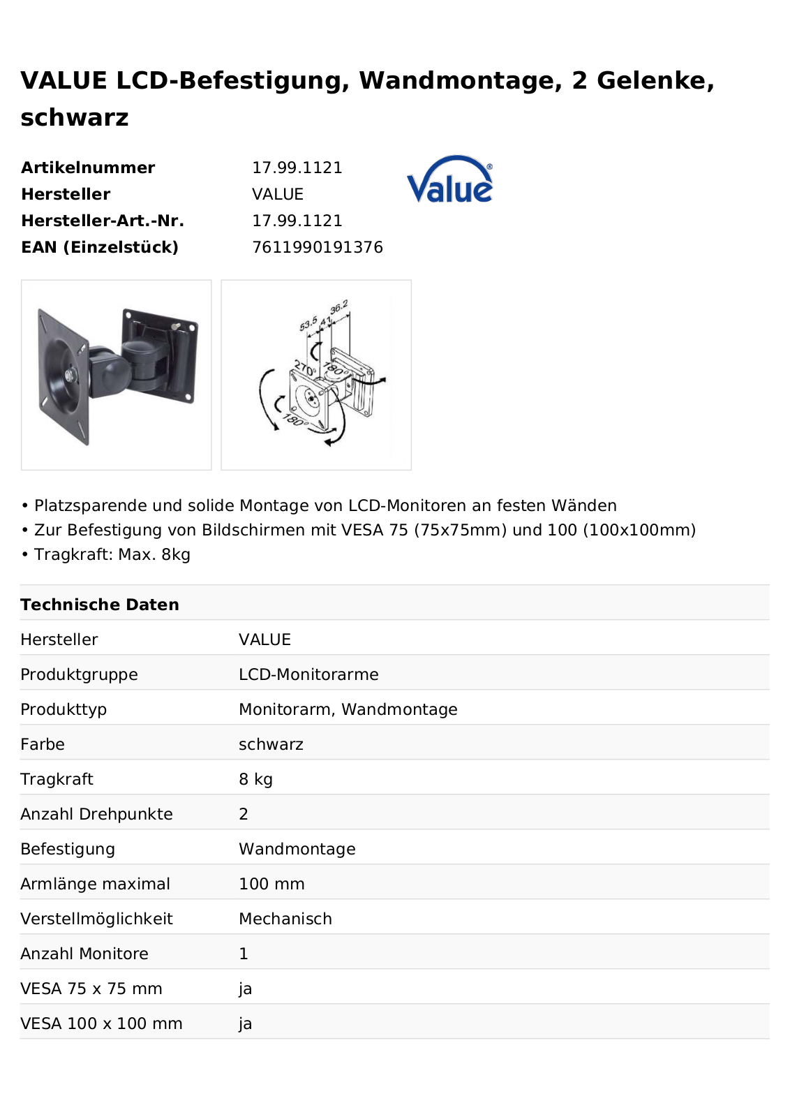 Value 17.99.1121 User Manual