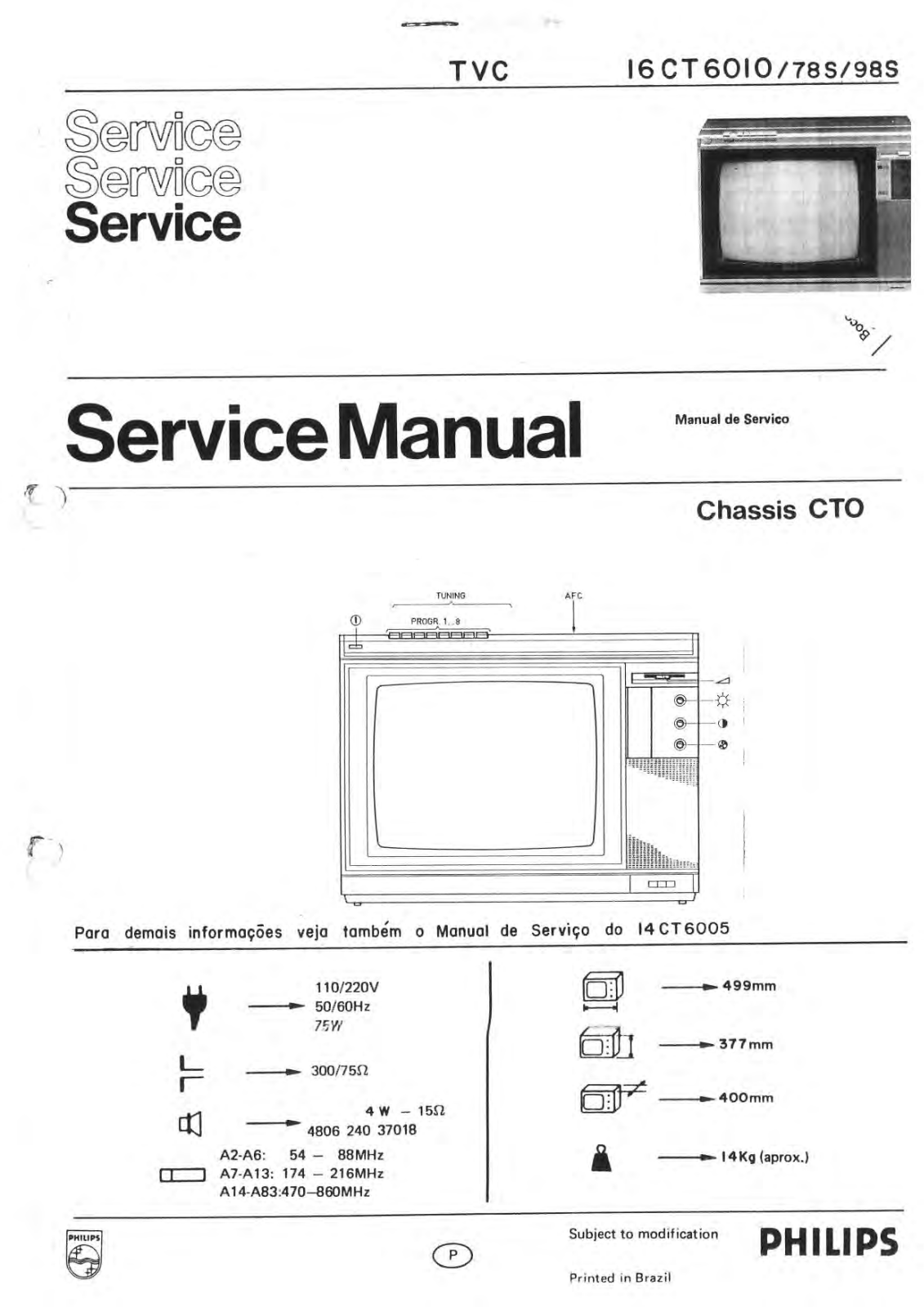 Philips 14CT6405, 14CT6401, 16CT6010 Schematic