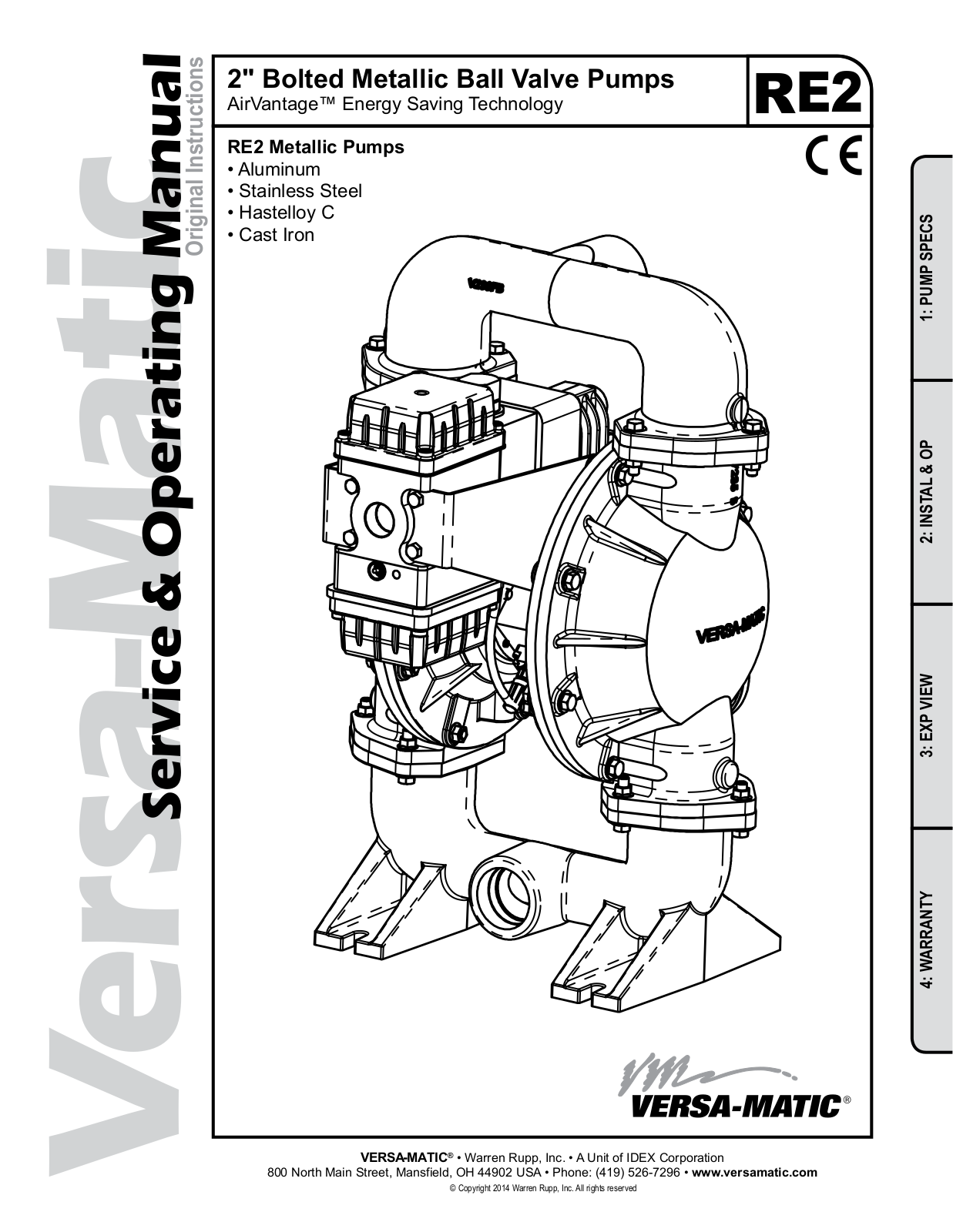 Versa-Matic 2 Bolted Metallic Ball Valve Pumps User Manual