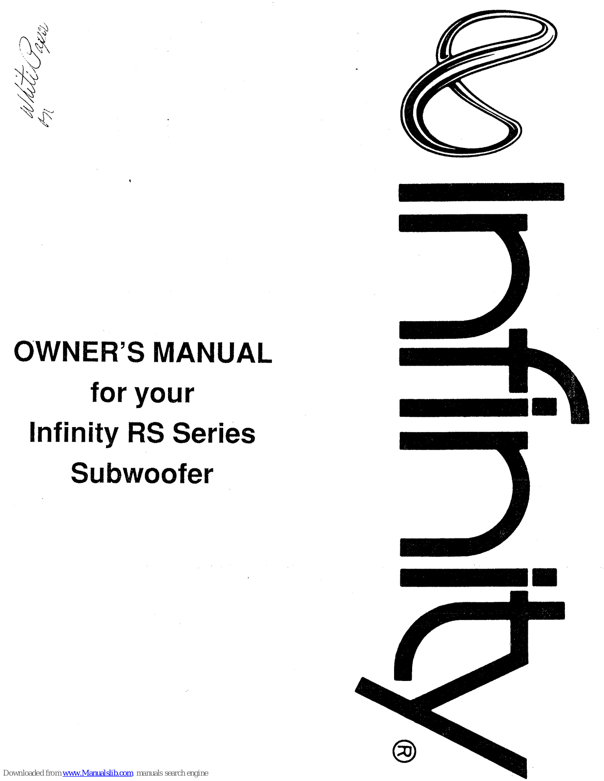 Infinity RS Series Owner's Manual