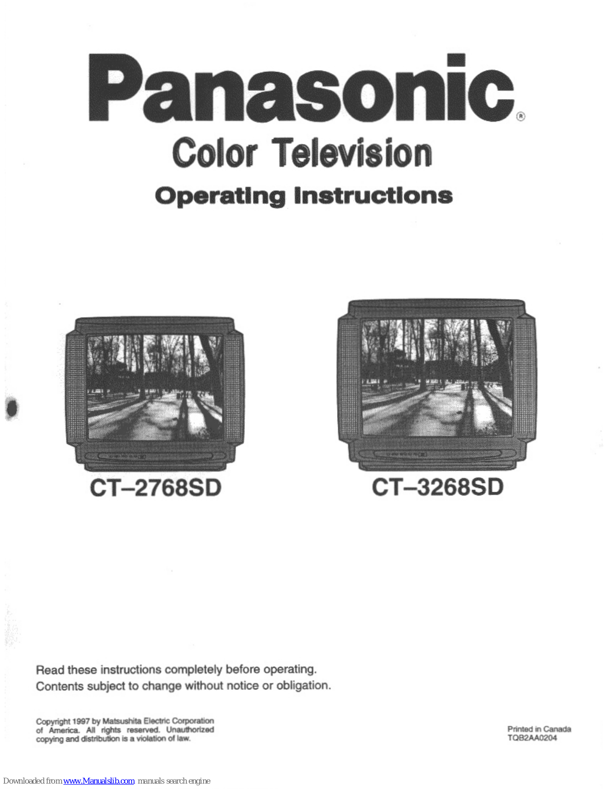 Panasonic CT-2768SD, CT-2768SV, CT-3268SD Operating Instructions Manual - ManualMachine.com