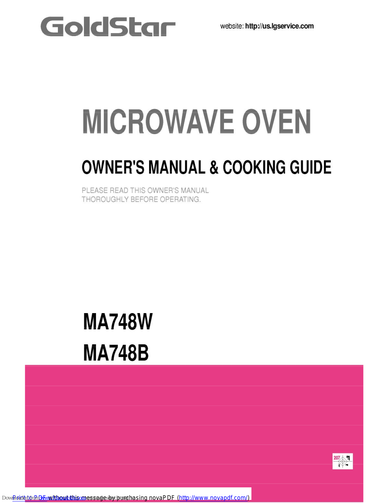 Goldstar MC696W, WM3632HW, MA748W Owner's Manual