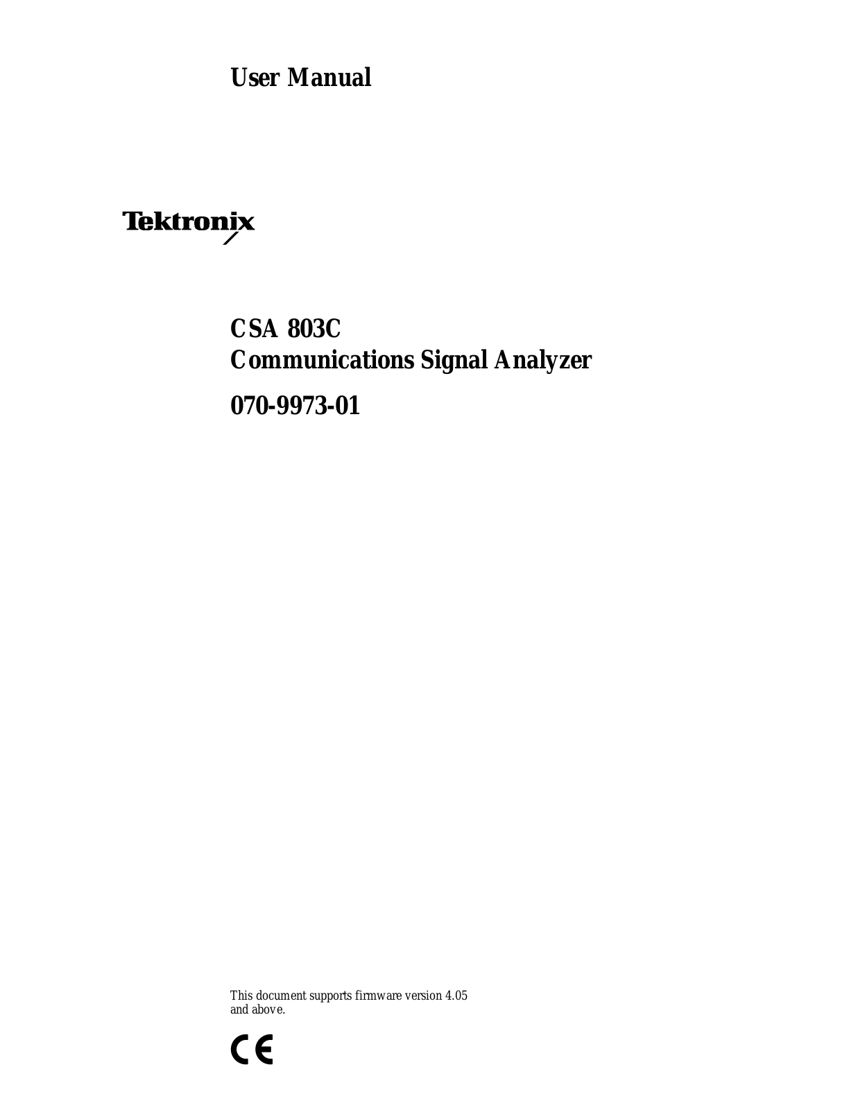 Tektronix CSA 803C User Manual