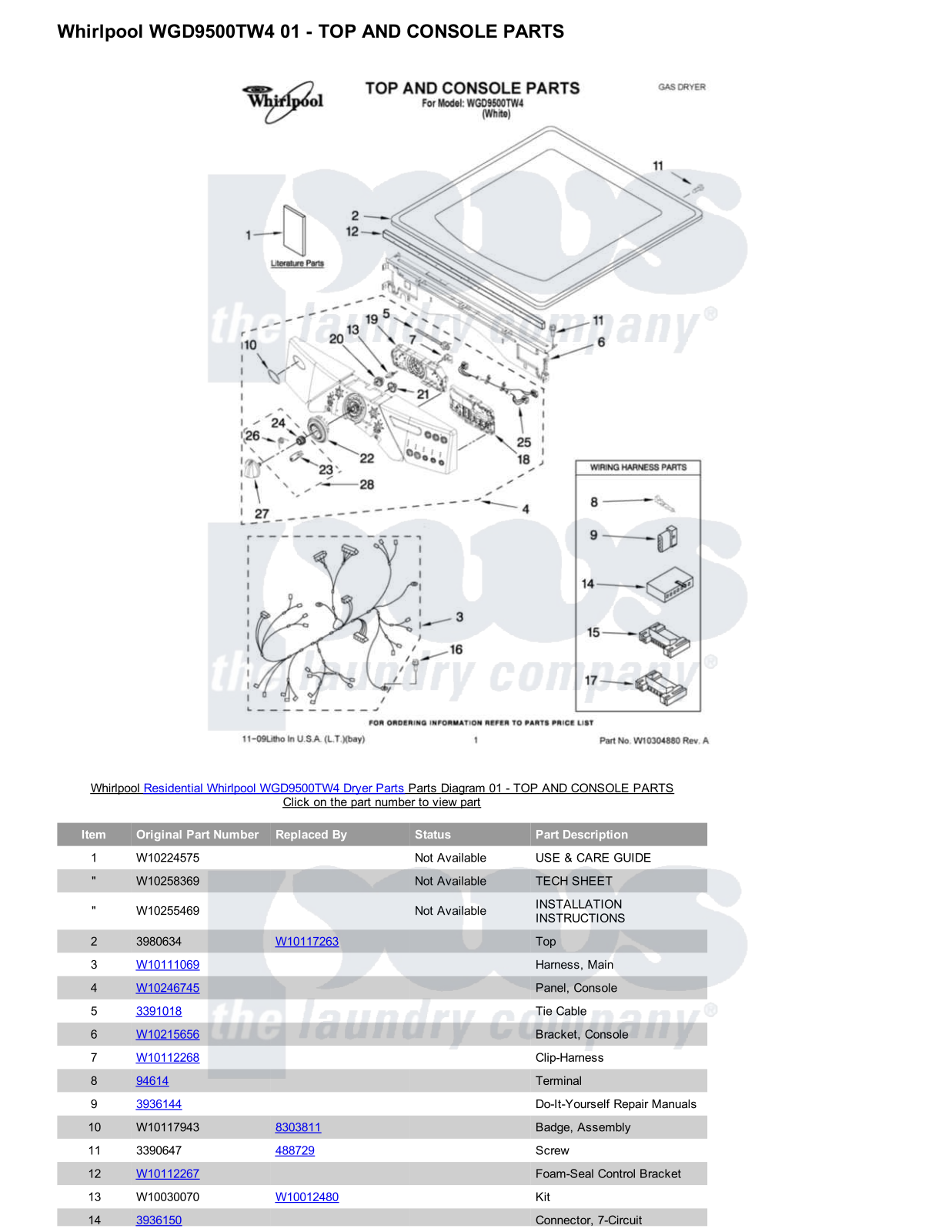 Whirlpool WGD9500TW4 Parts Diagram