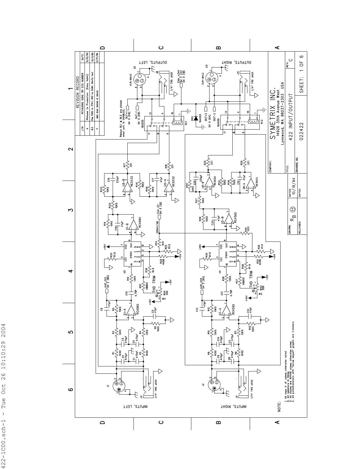 Symetrix 422, 1C00 Schematic