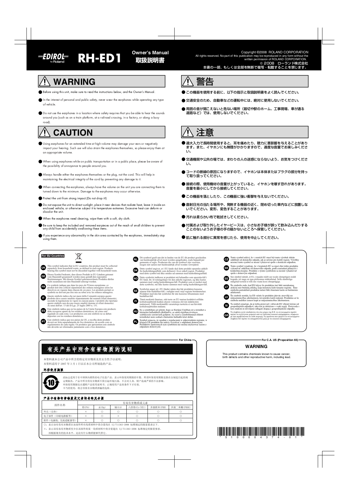 Roland RH-ED1 User Manual