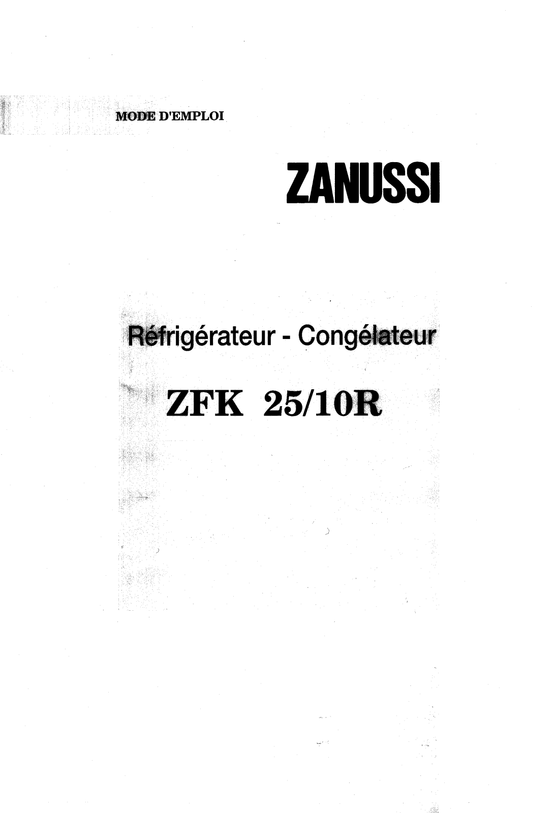 Zanussi ZFK25/10R INSTRUCTION BOOKLET