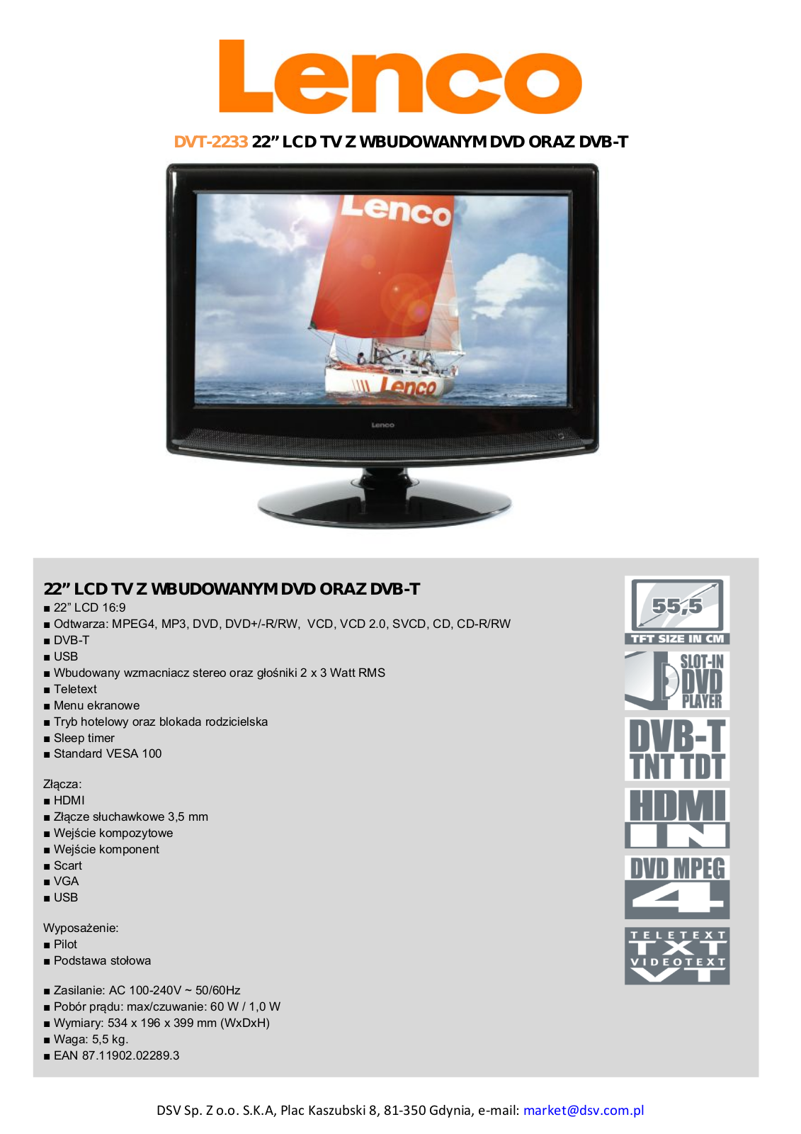 Lenco DVT-2233 BROCHURE