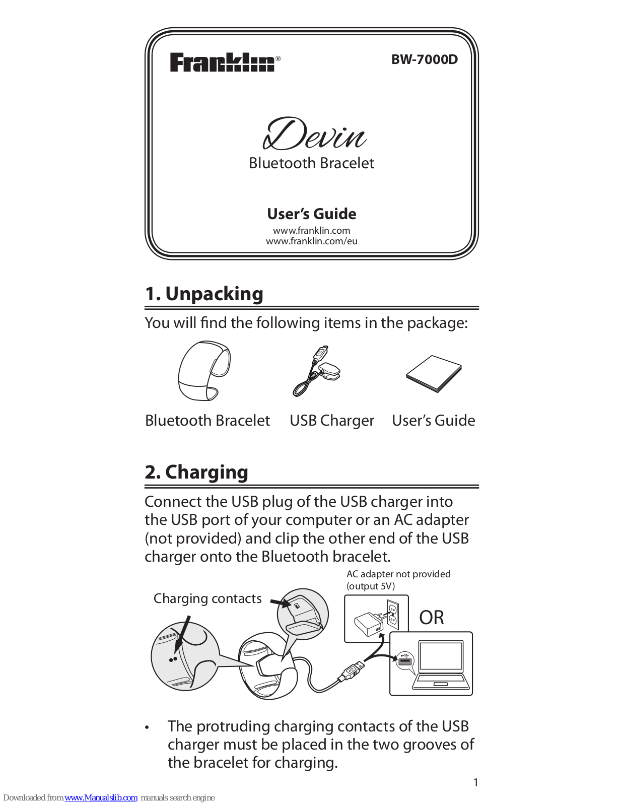 Franklin Devin BW-7000D User Manual