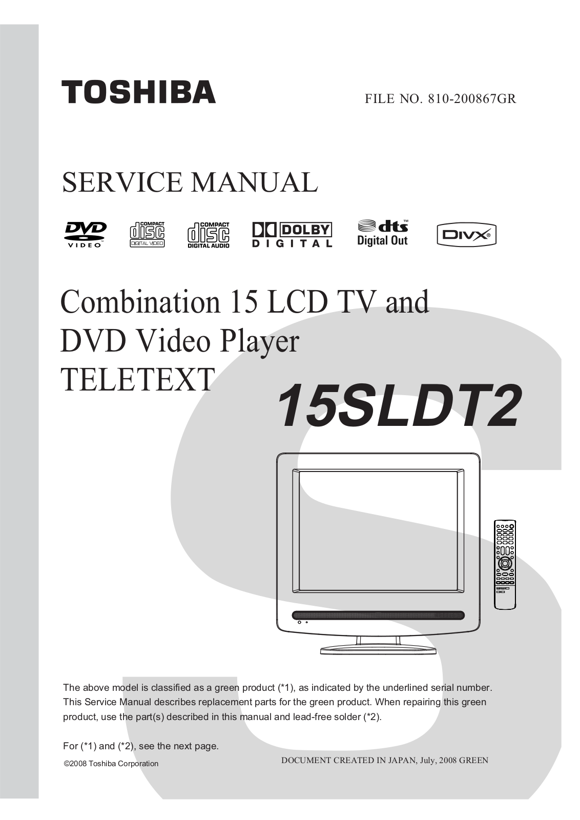 Toshiba 15SLDT2 Schematic