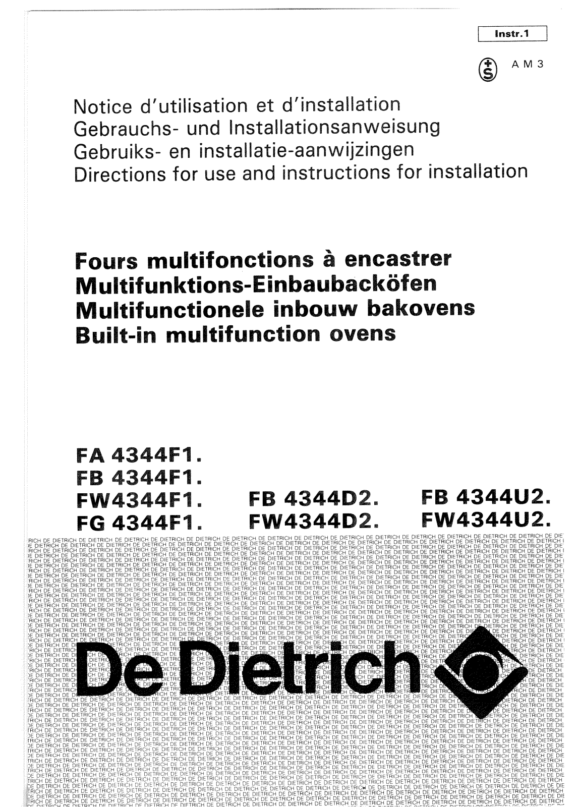De dietrich FA4344J2, FG4344J2, FW4344J2, FA4344F1, FB4344J2 User Manual