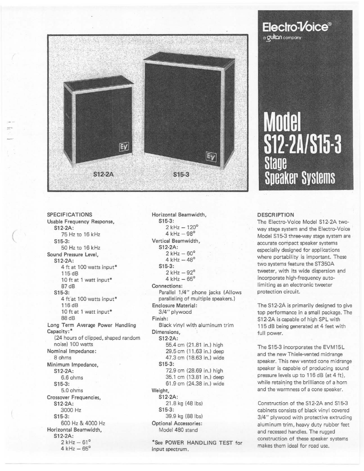 Electro-Voice S12-2A User Manual