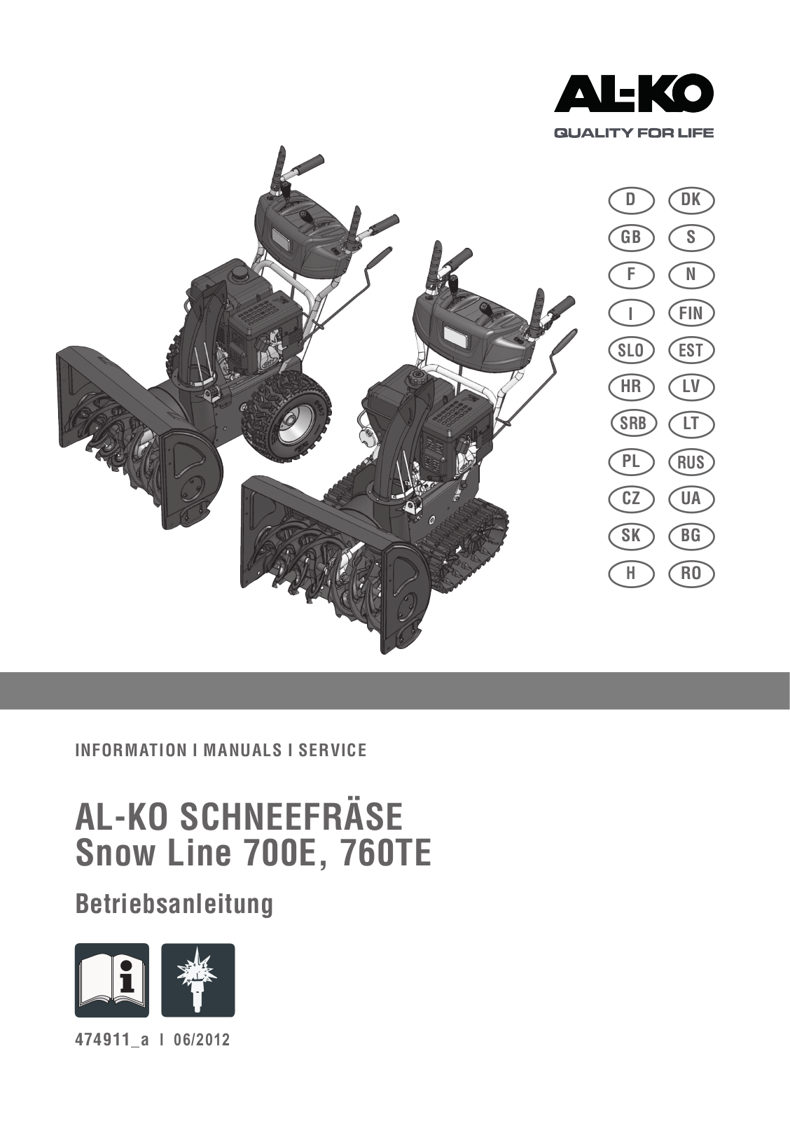 AL-KO SnowLine 700 E, SnowLine 760 TE User Manual