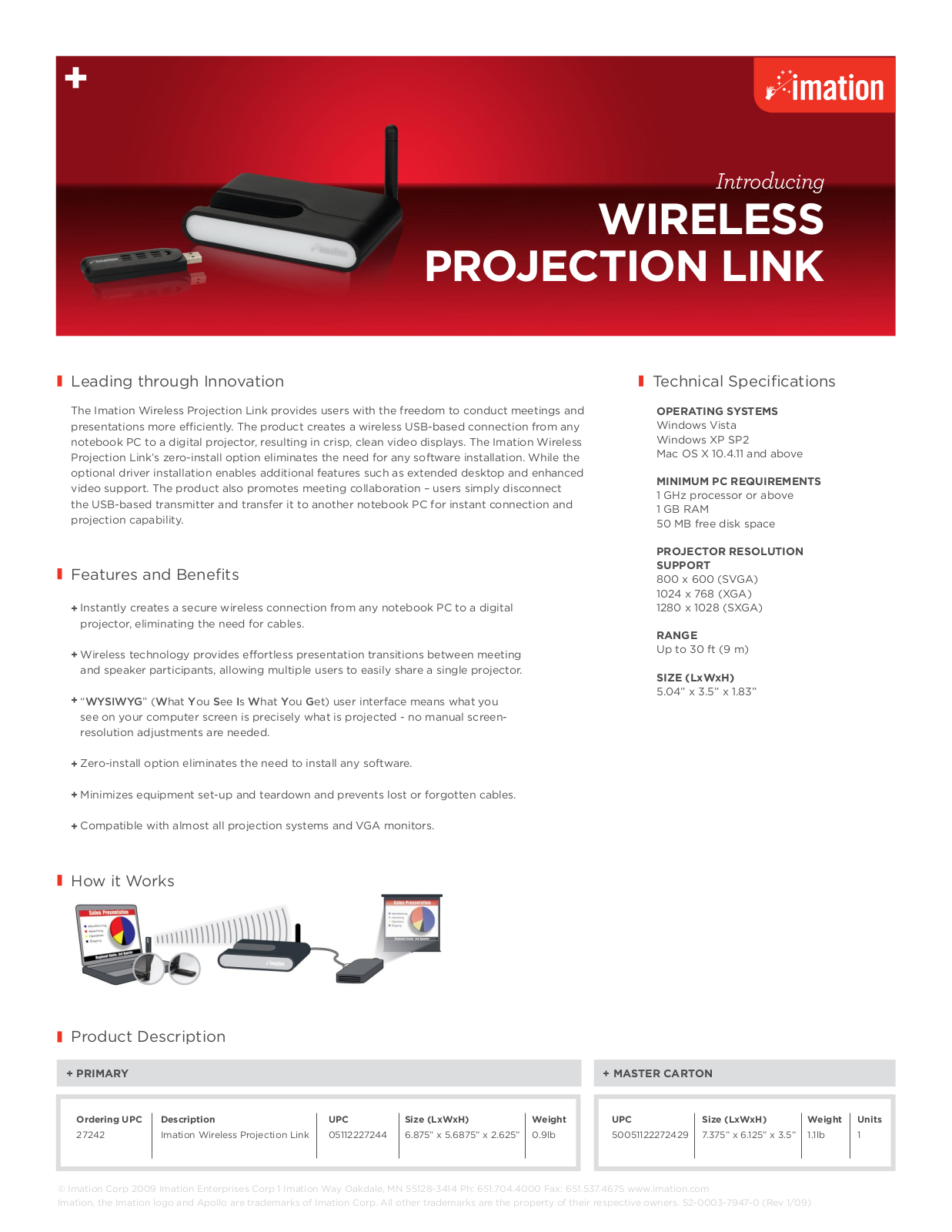 Imation WIRELESS PROJECTION LINK User Manual