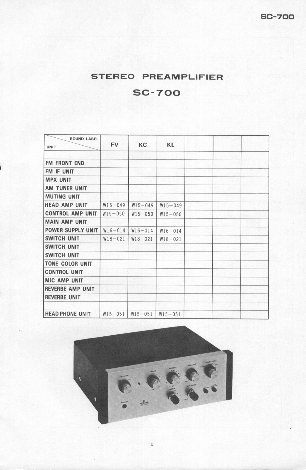 Pioneer SC-700 Schematic