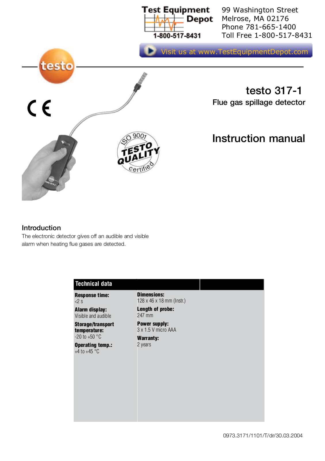 TESTO 317-1 Instruction Manual - ManualMachine.com