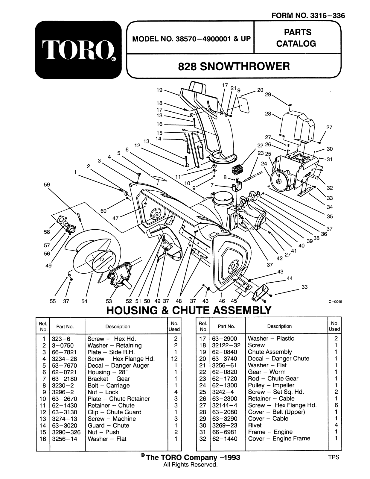 Toro 38570 Parts Catalogue