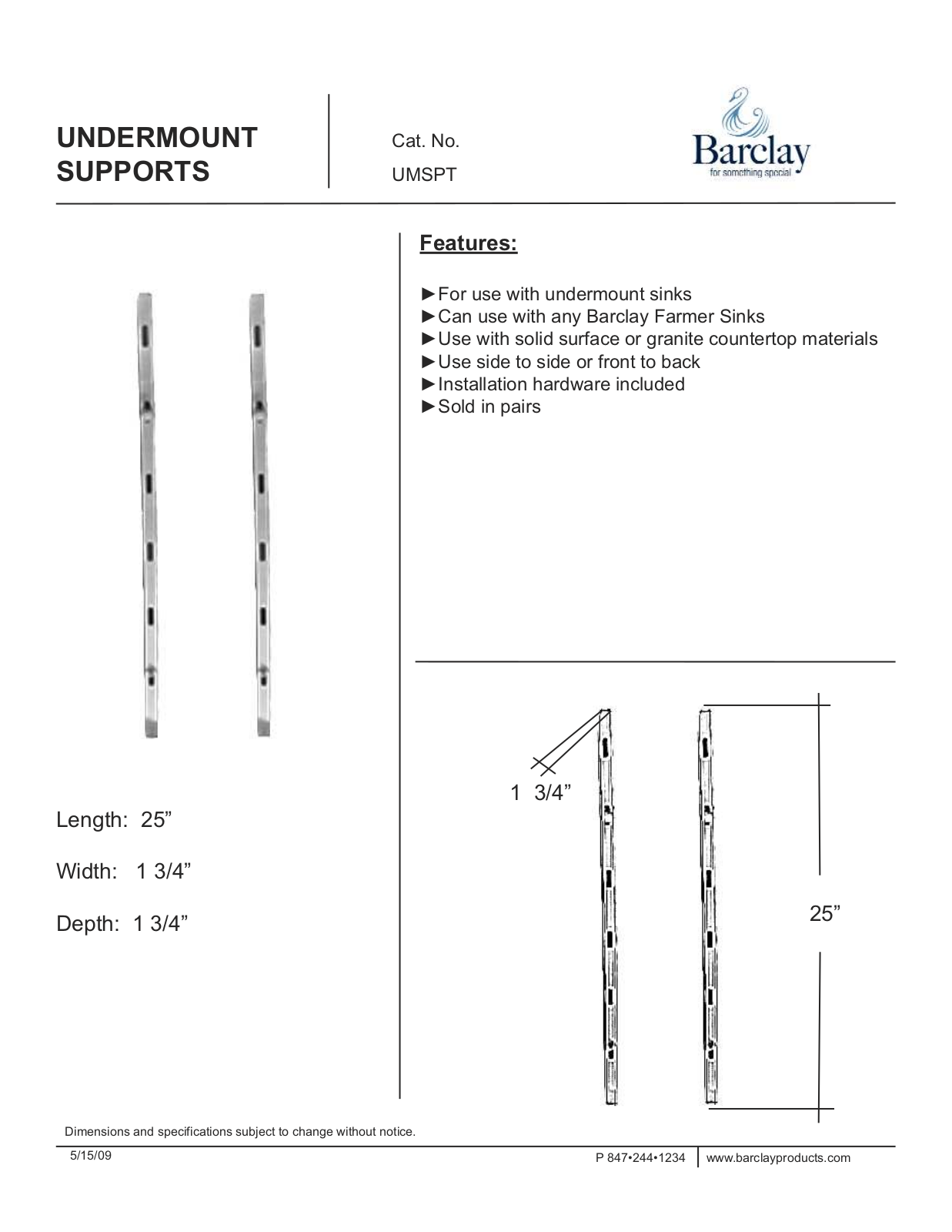 Barclay UMSPT Specifications