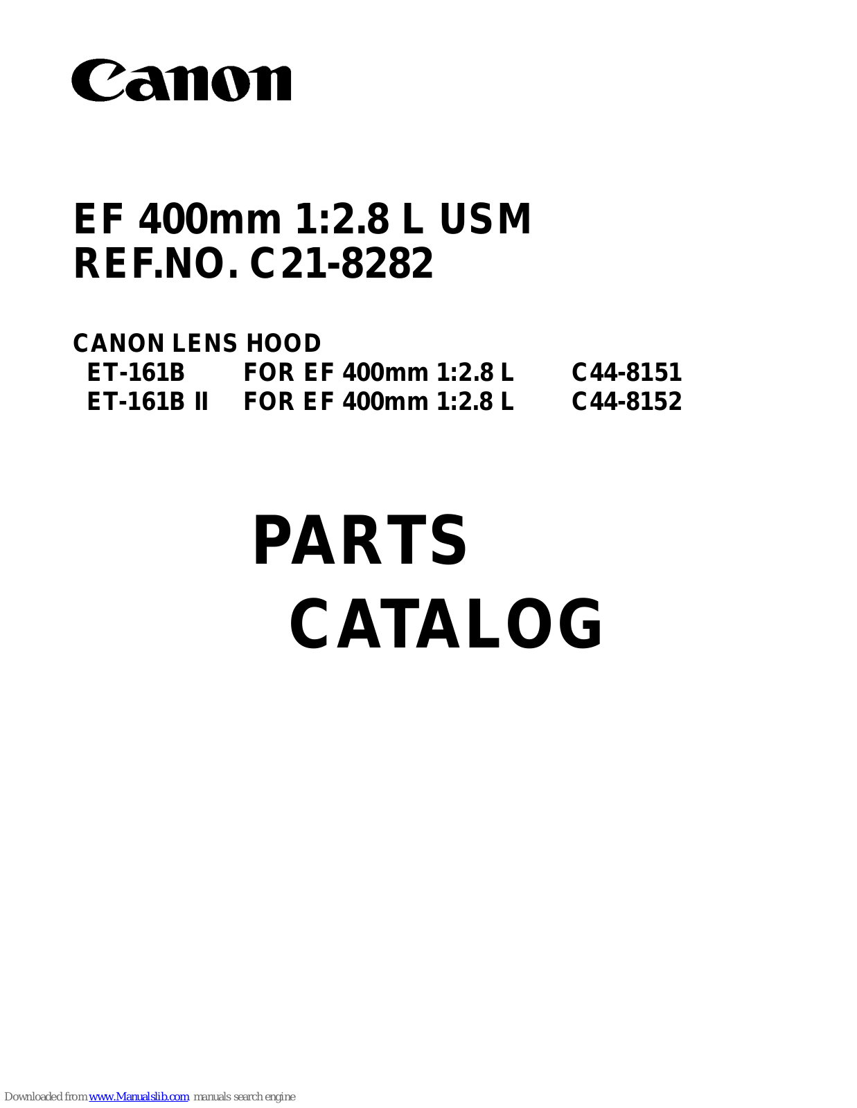 Canon EF 400mm 1:2.8 L USM Parts Catalog