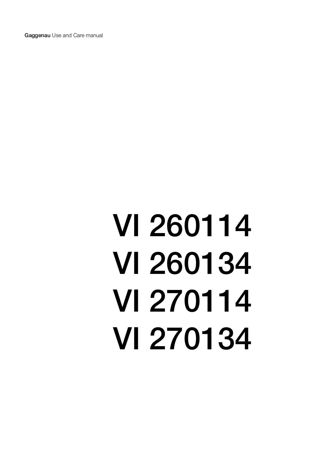 Gaggenau VI260134, VI260114 User Manual