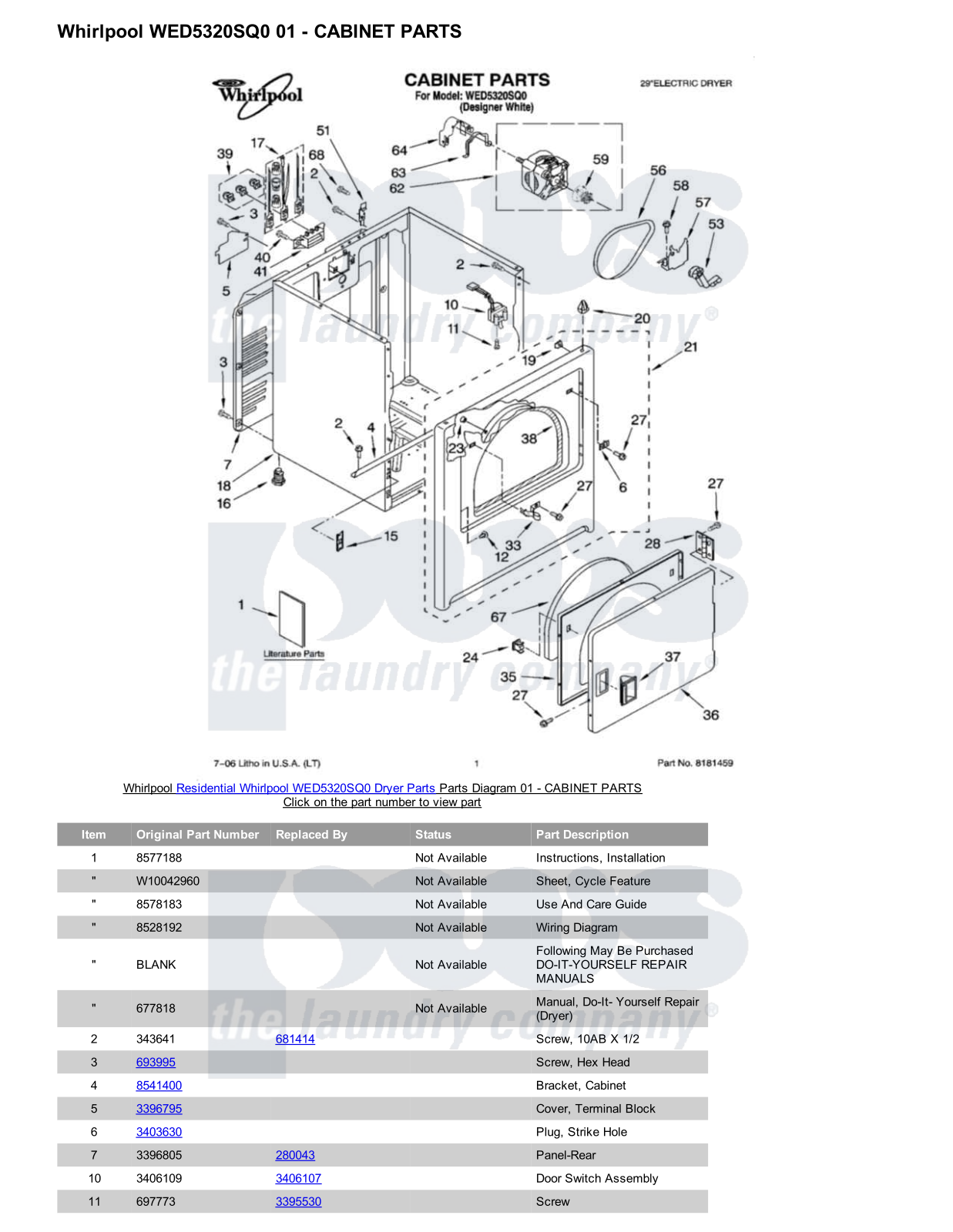 Whirlpool WED5320SQ0 Parts Diagram