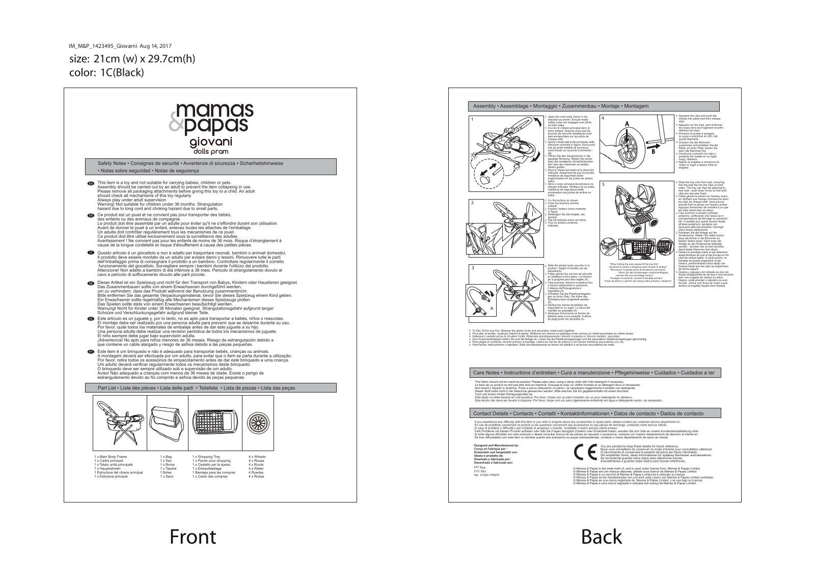 Mamas & Papas giovani dolls pram Instruction manual