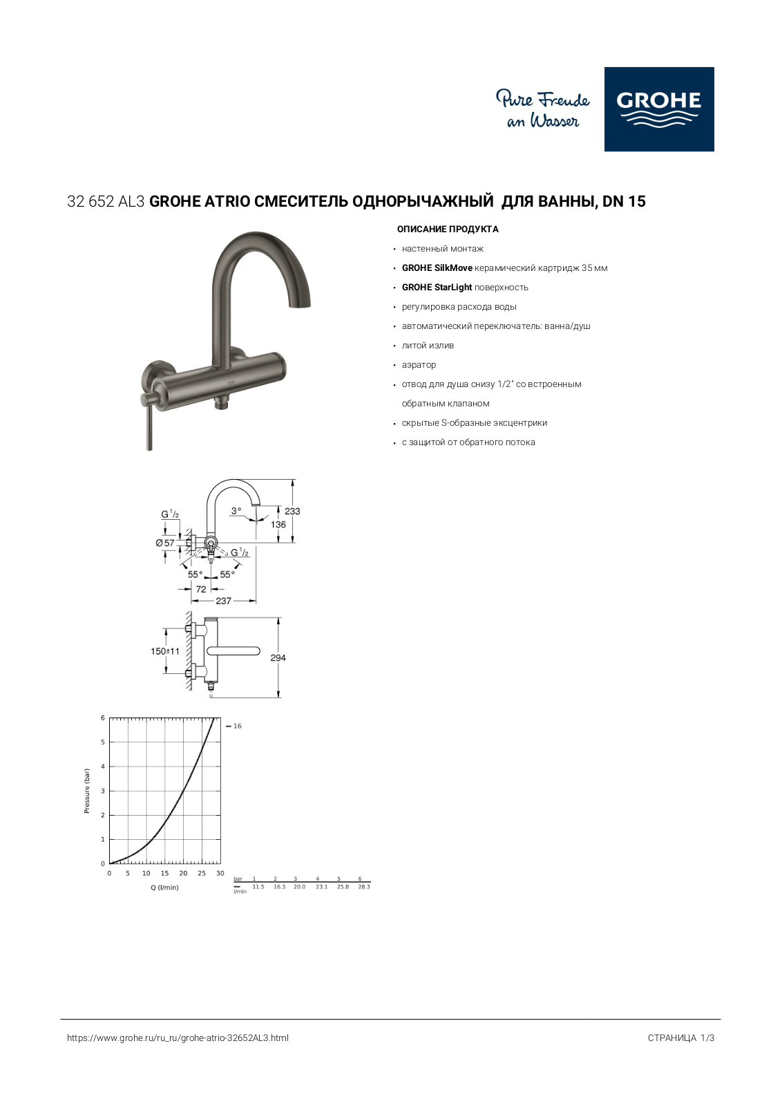 Grohe 32652AL3 Datasheet