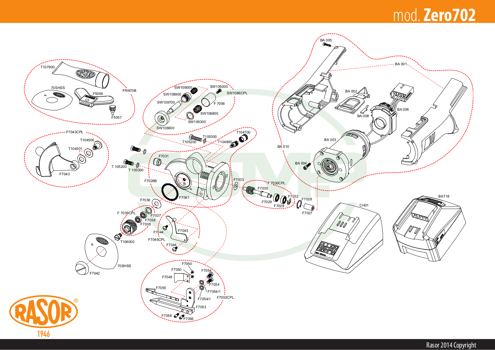 Rasor Zero702 Parts Book