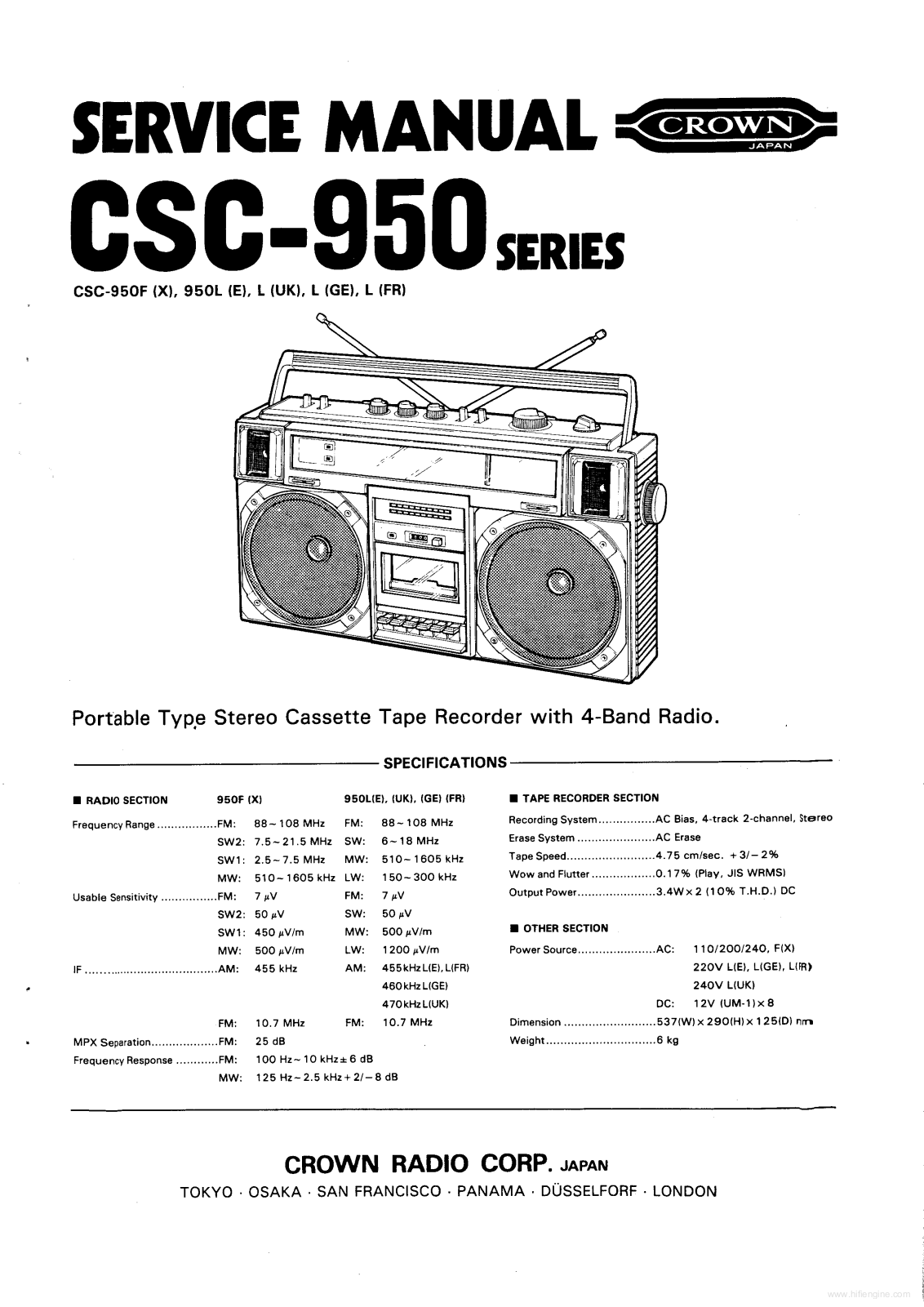 Crown Radio CSC950, CSC9350 Schematic - ManualMachine.com