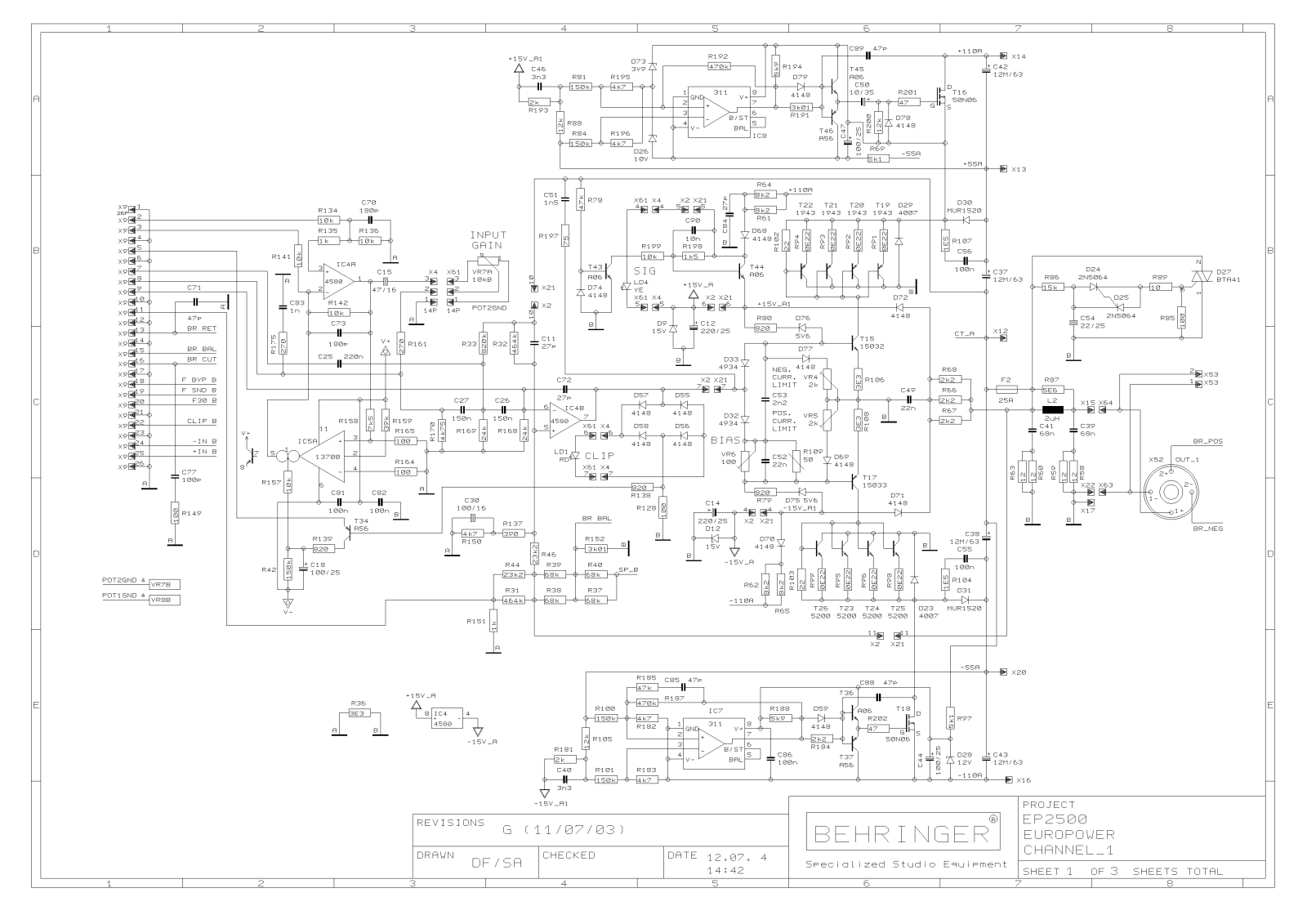 Behringer EP-2500 Schematic