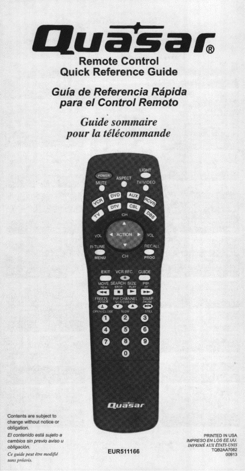 Panasonic eur511166 Operation Manual