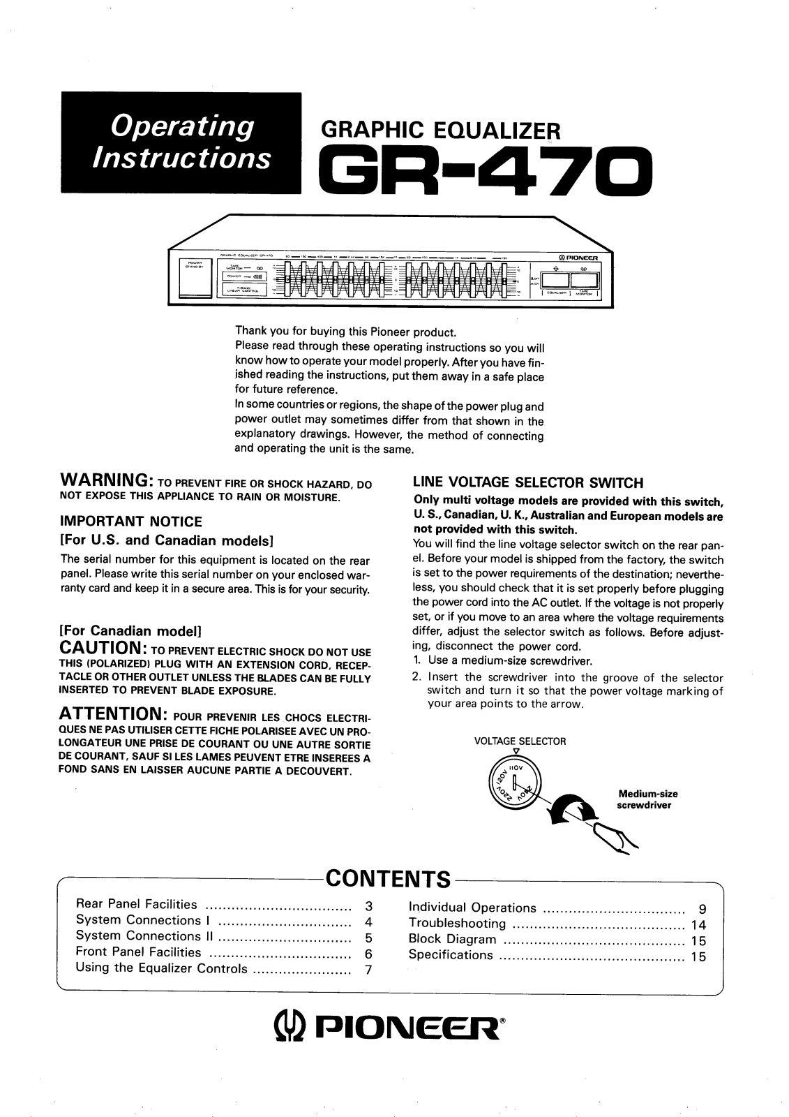 Pioneer GR-470 Manual