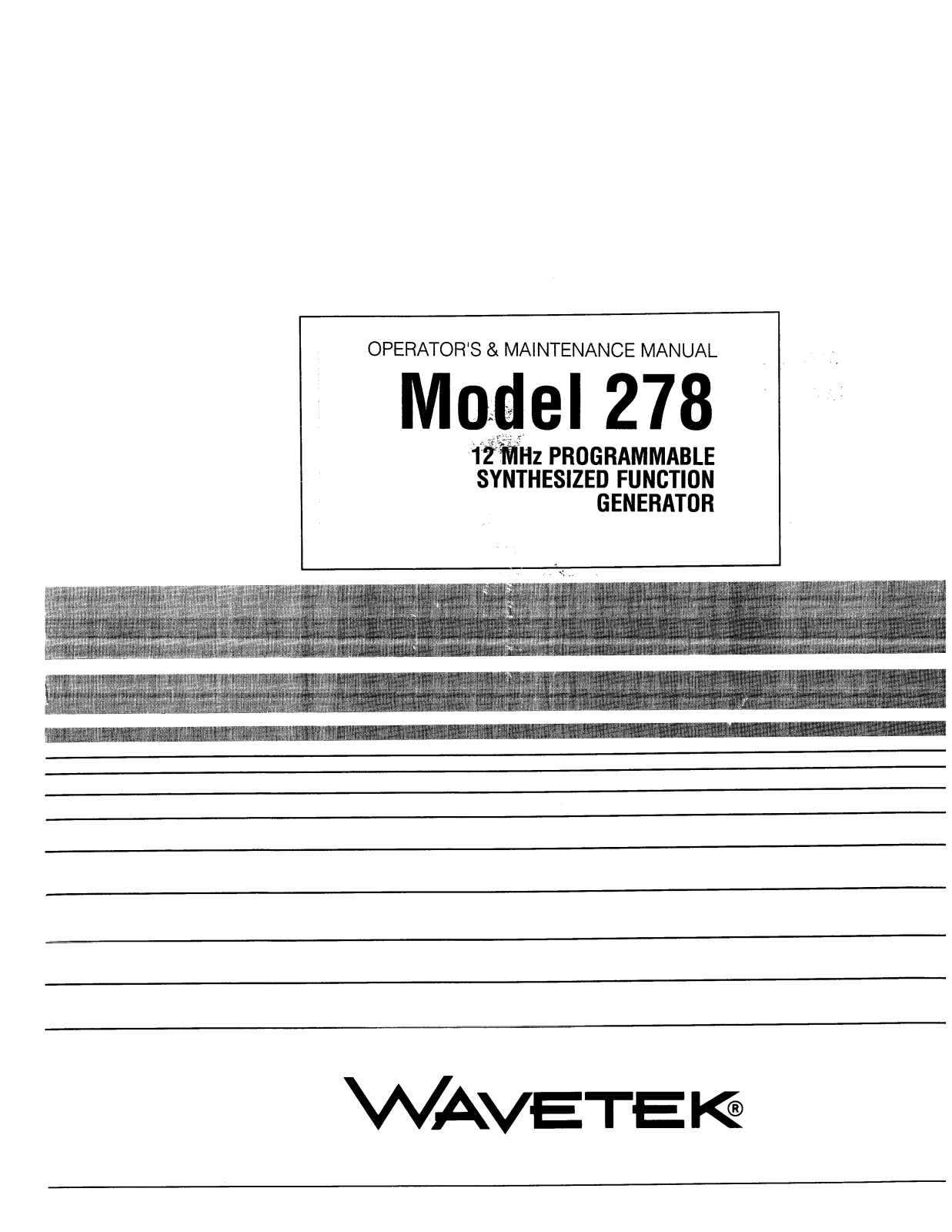 Wavetek 278 Service manual