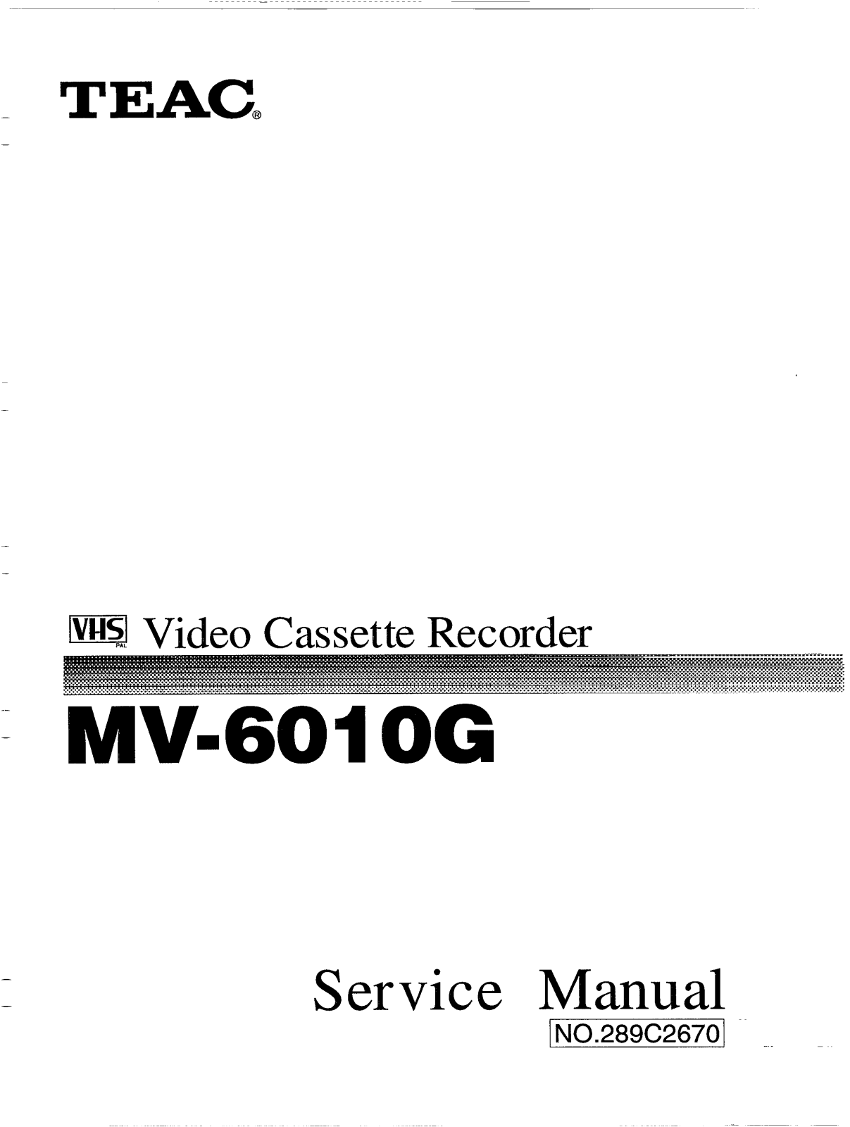 TEAC MV-6010-G Service manual