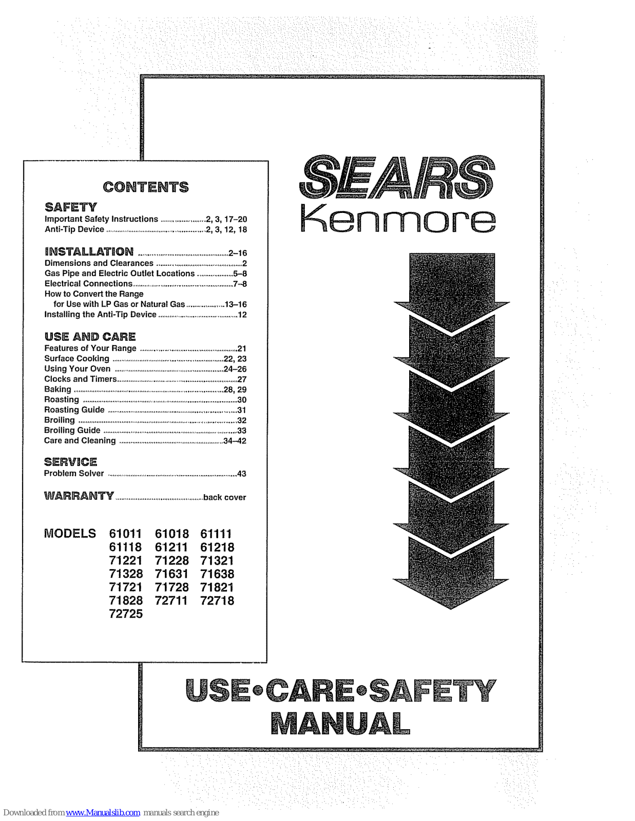 Kenmore 61011, 61018, 61118, 61111, 61211 Use, Care, Safety Manual - ManualMachine.com