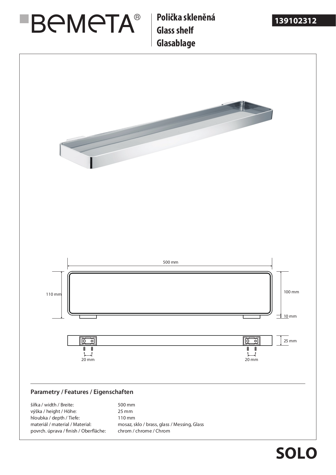 Bemeta Solo 139102312 User guide