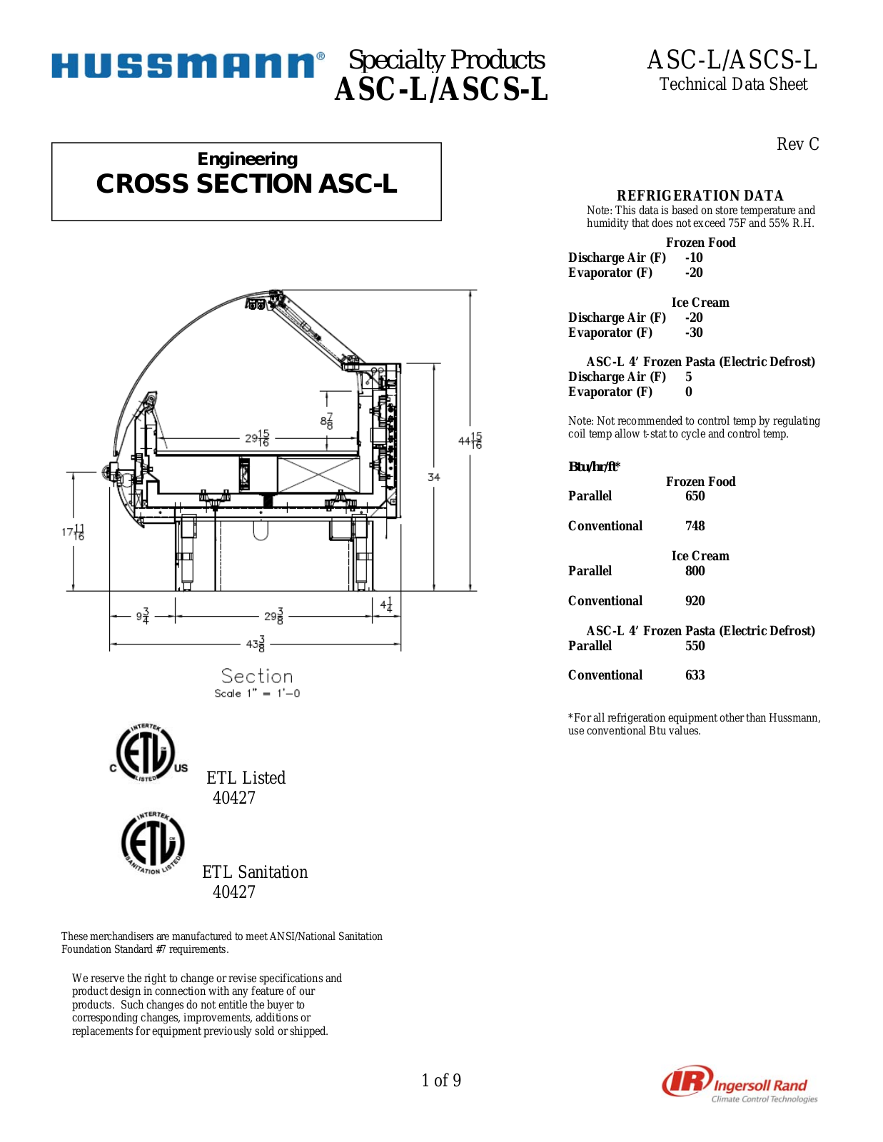 Hussmann ASCS-L Specifications - ManualMachine.com