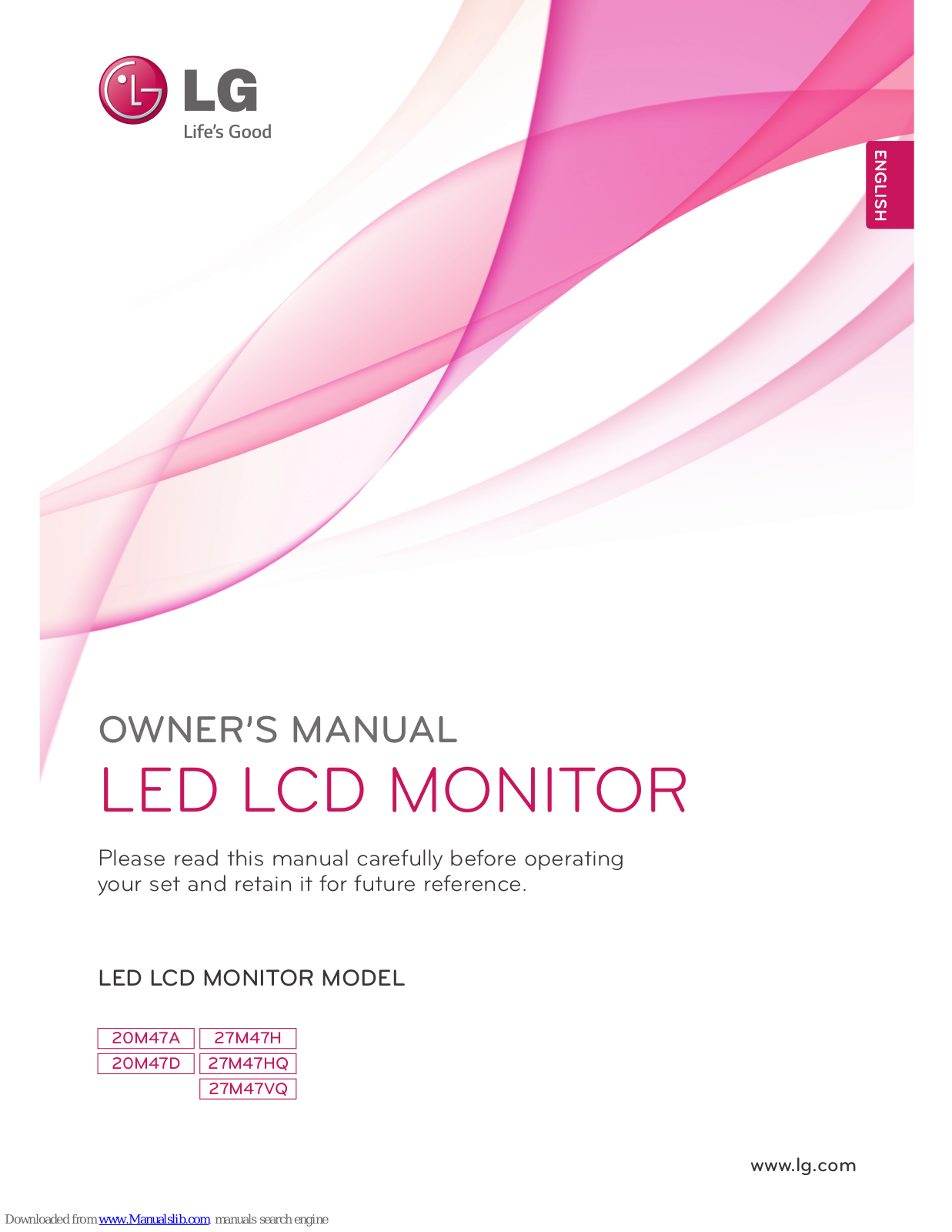 LG 20M47A, 27M47H, 27M47HQ, 20M47D, 27M47VQ Owner's Manual