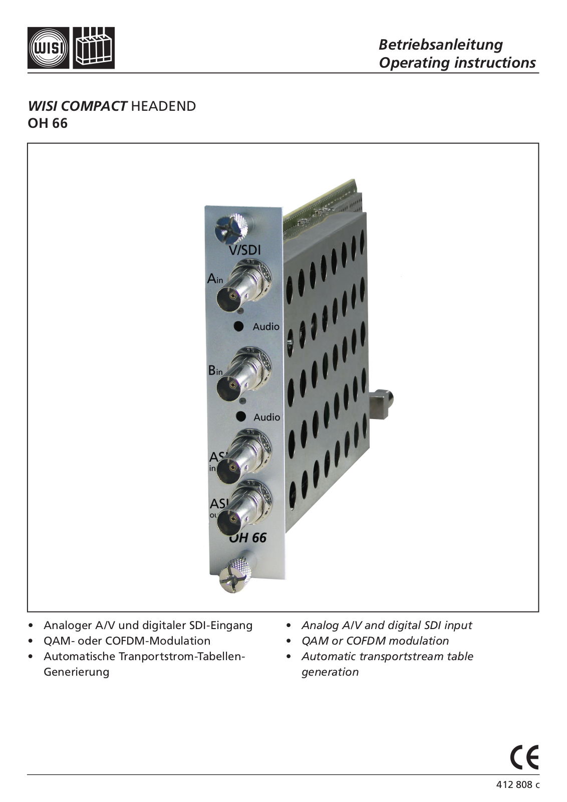 Wisi OH 66 Operating Instructions - ManualMachine.com