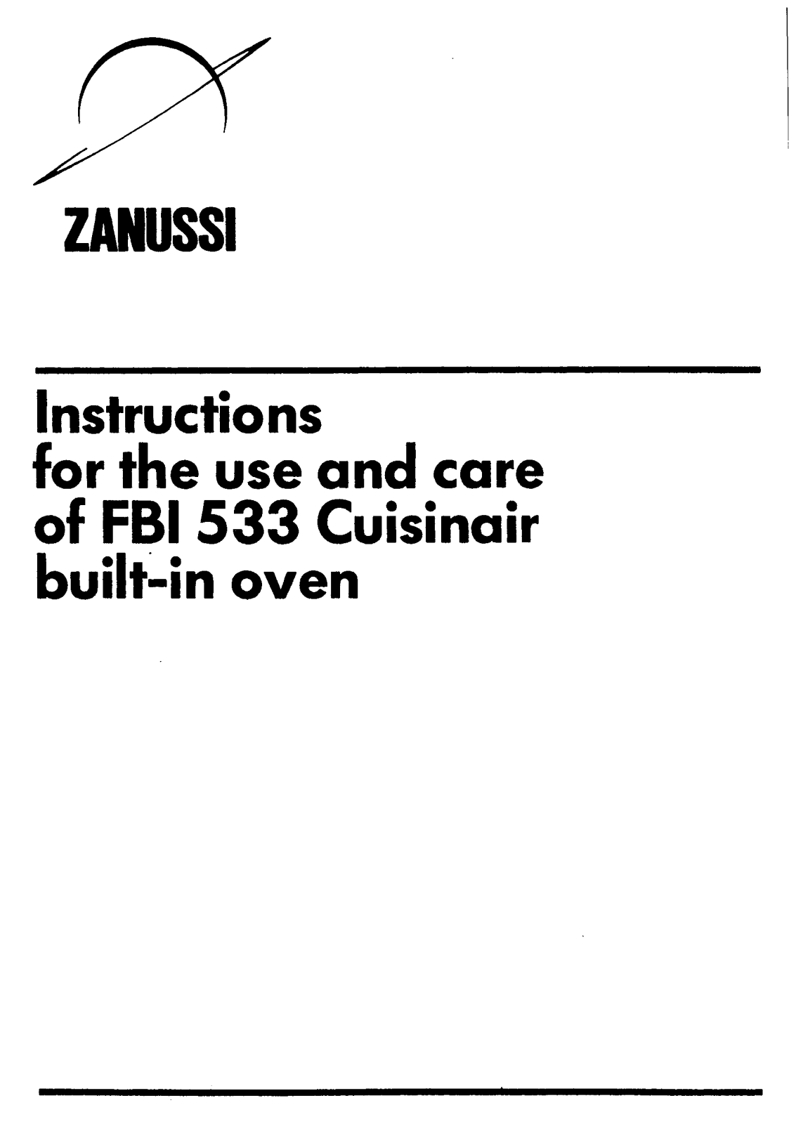 Zanussi FBI 533 Instruction Manual