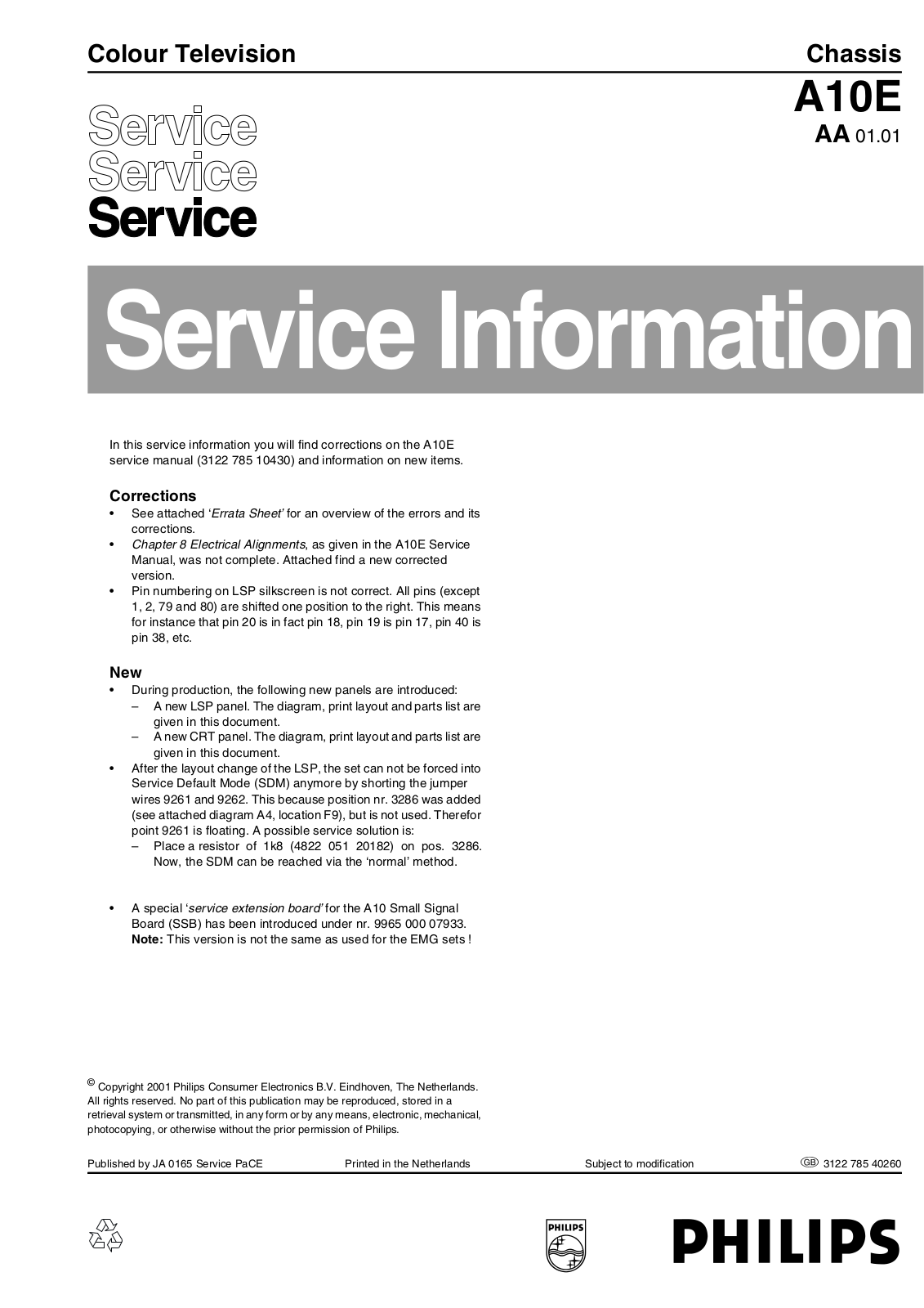 Philips A10E, A10E AA Service Manual